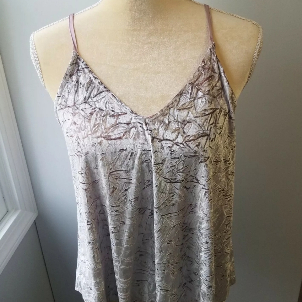 Ten Sixty Sherman Rose Blush Crushed Velvet Tank Womens Size Small